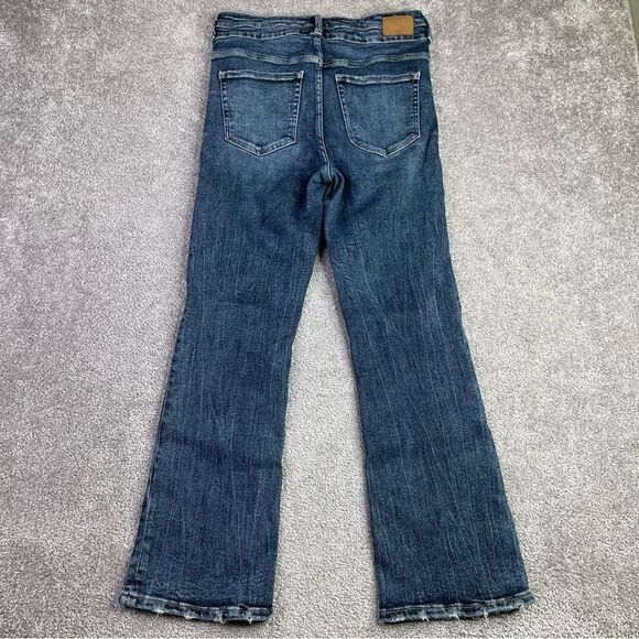 BKE Parker Jeans Women’s 29X27.5* Blue Bootcut High Rise Dark Denim Distressed - Picture 3 of 13